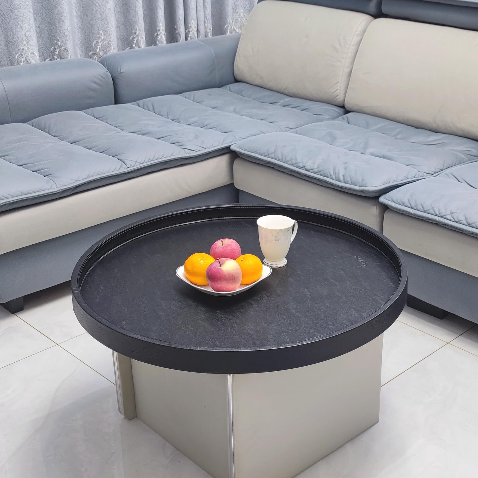 レザーテーブル トレー Amazon｜QAVOL 30 x 30インチ ハイエンド 軽量 ラグジュアリー レザー